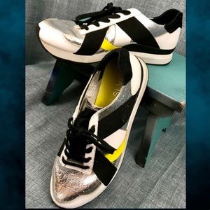 Adidas SLVR metallic leather lifestyle sneakers